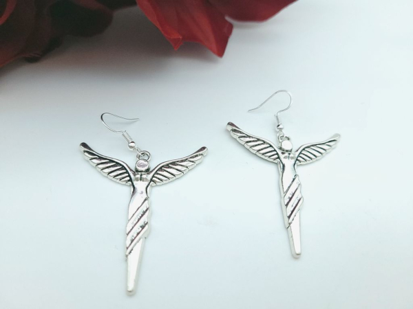 Engel Flügel Ohrringe silberfarben Vintage Optik